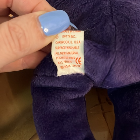 TY’s Beanie Baby Princess Bear, w/Tags, 1997, Princess Diana, Purple/White Rose - Picture 6 of 7